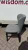 4 x Grey Faux Leather Curved Back Padded Dining Chairs on Black Wooden Frame. - 3