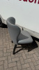 4 x Grey Faux Leather Curved Back Padded Dining Chairs on Black Wooden Frame. - 5