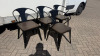 4 x Metal Framed Chairs with Dark Wood Seat. - 2