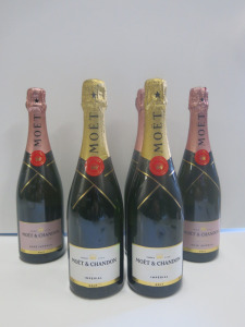 6 x Bottles of Moet & Chandon Champagne to Include: 2 x Brut & 4 x Rose Brut.