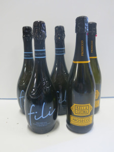 3 x Bottles of Fili Prosecco and 2 x Bottles of Bella Cucina Prosecco