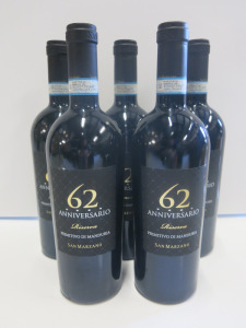5 x Bottles of 62 Anniversario Riserva Red Wine.