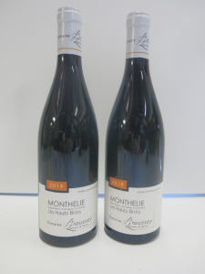 2 x Bottles of Monthelie Les Haut Brins Red Wine, 2019.