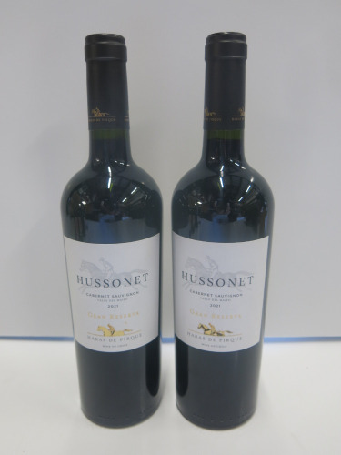 2 x Bottles of Hussonet Cabernet Sauvignon 2021 Gran Reserva Red Wine.