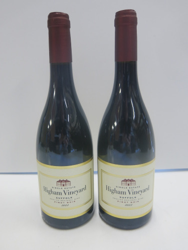 2 x Bottles Higham Vineyard Suffolk Pinot Noir, 2022.