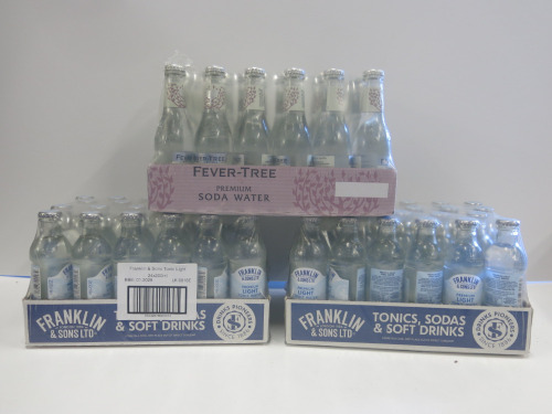 3 x 24 Packs of Soft Drinks to Include: 2 x Franklin & Sons Light Tonic Water & 1 x Fever-Tree Soda Water.