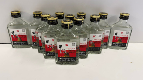 12 x Bottles of Niu Lan Shan Baijiu Spirit, 100ml.