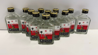 12 x Bottles of Niu Lan Shan Baijiu Spirit, 100ml.