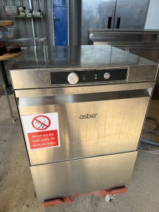 Asber Stainless Steel Glass Washer, Model GE-500 BDD UK, S/N 8103233243, 240v, DOM 06/2024.