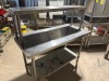 6 x Assorted Size and Style of Stainless Steel Prep Tables, with Additionl Shelf Over. Sizes are 2x 100cm x 60cm with Back Splash, 1 x !00cm x 60cm No Back Splash, 1 x 60cm x 60cm With Back Splash, 1 x 120cm x 60 with Shelf Over. - 2