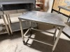 6 x Assorted Size and Style of Stainless Steel Prep Tables, with Additionl Shelf Over. Sizes are 2x 100cm x 60cm with Back Splash, 1 x !00cm x 60cm No Back Splash, 1 x 60cm x 60cm With Back Splash, 1 x 120cm x 60 with Shelf Over. - 3