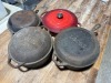 3 x Lodge Cast Iron Cooking Pots and 1 x Procook Cast Iron Cooking Pot. - 3