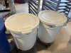 4 x Rubbermaid Brute Plastic Ingredient Bins with Lids on Wheels. - 3