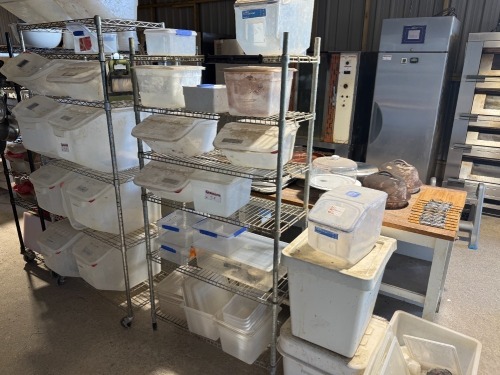 2 x Racks Containing 29 x Assorted Food Storage Bins.