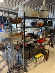 Rack Containing Assorted Bakery Related Items of Bread Bins, Chopping Boards, Measuring Equipment, Utensils (As Viewed/Pictured).