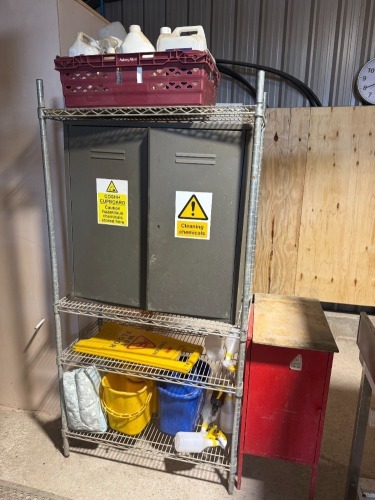 COSHH Cabinet with Cleaning Products & Items (As Viewed/Pictured).