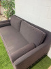 Dark Grey/Purple Upholstered Sofa with Bolster Cushions & Metallic Stud Detail on Black Wooden Leg Base. Size H78 x W210 x D90cm. - 5
