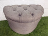 Quality Grey Material Half Circle Pouffe/Stool with Button Detail. Size H50 x W77 x D40cm. - 2