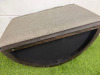 Quality Grey Material Half Circle Pouffe/Stool with Button Detail. Size H50 x W77 x D40cm. - 4