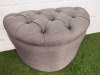 Quality Grey Material Half Circle Pouffe/Stool with Button Detail. Size H50 x W77 x D40cm. - 2