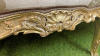 Antique French Rocco Style Giltwood Canap (3 Seater Settee) with Antique Gold Colour Ornate Wood Frame & Cream/Gold Damask Pattern Upholstery. Size H115 x W180 x D80cm. - 4