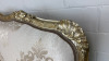 Antique French Rocco Style Giltwood Canap (3 Seater Settee) with Antique Gold Colour Ornate Wood Frame & Cream/Gold Damask Pattern Upholstery. Size H115 x W180 x D80cm. - 7