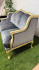 Oficina Inglesa' Handmade Antique French Louis XV Style, Canap (3 Seater Settee) with Gold Gilded Wood Frame & Crushed Velvet Upholstery with Three Loose Plump Cushions. Size H100 x W171 x D78cm. - 5