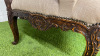 Antique French Louis XV Style Canap (3 Seater Settee) in Walnut Colour Carved Wood with Neutral Beige Fabric Upholstery. Size H106 x W140 x D80cm. - 4