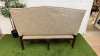 Antique French Louis XV Style Canap (3 Seater Settee) in Walnut Colour Carved Wood with Neutral Beige Fabric Upholstery. Size H106 x W140 x D80cm. - 7