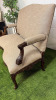 Antique French Louis XV Style Canap (3 Seater Settee) in Walnut Colour Carved Wood with Neutral Beige Fabric Upholstery. Size H106 x W140 x D80cm. - 9