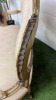 Antique French Louis XV Style Giltwood Settee in Gold Ornate Carved Wood with Soft Patterned Damask Upholstery. Size H96 x W121 x D65cm. - 6