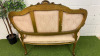 Antique French Louis XV Style Giltwood Settee in Gold Ornate Carved Wood with Soft Patterned Damask Upholstery. Size H96 x W121 x D65cm. - 8