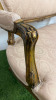 Antique French Louis XV Style Giltwood Settee in Gold Ornate Carved Wood with Soft Patterned Damask Upholstery. Size H96 x W121 x D65cm. - 11