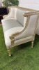 A French Louis XVI Style 2 Seater Love Seat in Ornate Antique Silver Carved Wood Frame with Two Tone Cream & Grey Upholstery. Size H75 x W126 x D52cm. - 3