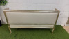 A French Louis XVI Style 2 Seater Love Seat in Ornate Antique Silver Carved Wood Frame with Two Tone Cream & Grey Upholstery. Size H75 x W126 x D52cm. - 4