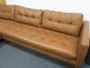 Dwell Brown Leather 2 Piece Sofa with Chaise Longue, 3 x Large & 2 x Small Cushions on Chrome Base. Size H70cm x W280cm x D90cm (Chaise 150cm x 100cm) - 3