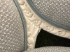 A French Baroque-Style Medallion Armchair in White Wood with Light Blue Pattern Upholstery. - 8