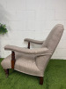 Traditional English Style Country House Upholstered Armchair on Brass Castors with Neutral Beige Fabric. - 3