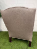 Traditional English Style Country House Upholstered Armchair on Brass Castors with Neutral Beige Fabric. - 4