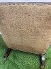 Traditional English Style Country House Upholstered Armchair on Brass Castors with Neutral Beige Fabric. - 6