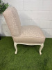A Handcrafted 'Oficina Inglesa' French Style Armless Slipper Chair in Cream Paisley Upholstery on Off White Wood Frame. - 2