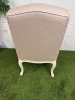 A Handcrafted 'Oficina Inglesa' French Style Armless Slipper Chair in Cream Paisley Upholstery on Off White Wood Frame. - 3