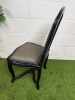 A French Provincial Style Black Lacquered Chair with Taupe & Black Woven Upholstery. NOTE: requires minor repair to seat pad where fabric separated from frame. - 2