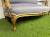 A French Louis XV Style Canap (2 Seater Settee) in Gold Leaf Wooden Frame with Mauve Upholstery. Size H97 x W157 x D70cm. - 2