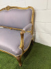 A French Louis XV Style Canap (2 Seater Settee) in Gold Leaf Wooden Frame with Mauve Upholstery. Size H97 x W157 x D70cm. - 5