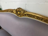 A French Louis XV Style Canap (2 Seater Settee) in Gold Leaf Wooden Frame with Mauve Upholstery. Size H97 x W157 x D70cm. - 6