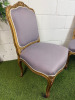 Pair of French Louis XV Style Accent Chairs in Gold Leaf Wooden Frame with Mauve Upholstery & 2 Front Castors. - 2