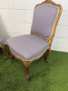 Pair of French Louis XV Style Accent Chairs in Gold Leaf Wooden Frame with Mauve Upholstery & 2 Front Castors. - 3