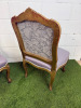 Pair of French Louis XV Style Accent Chairs in Gold Leaf Wooden Frame with Mauve Upholstery & 2 Front Castors. - 5