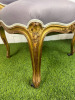 Pair of French Louis XV Style Accent Chairs in Gold Leaf Wooden Frame with Mauve Upholstery & 2 Front Castors. - 6